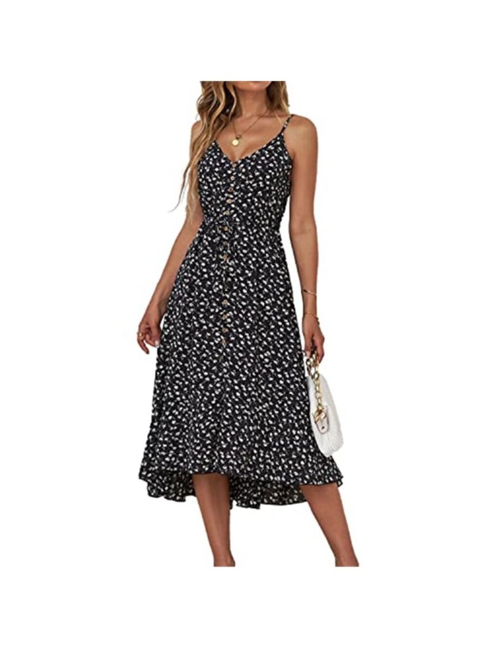 Women's Summer Casual Boho Sundress Spaghetti Strap Midi Dress